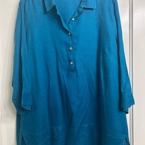 J. Jill 2X Peacock linen top